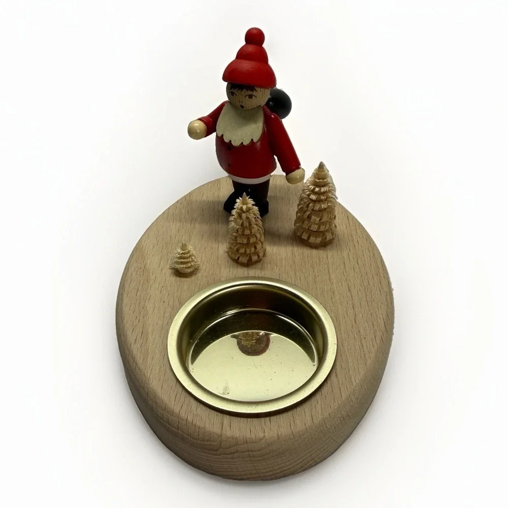 SAICO Original German Wooden Santa Tealight Candle Holder Erzgebirge Christmas